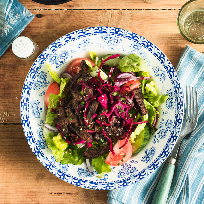 Turkish Kebab Salad with BBQ Tempeh Better Nature Tempeh